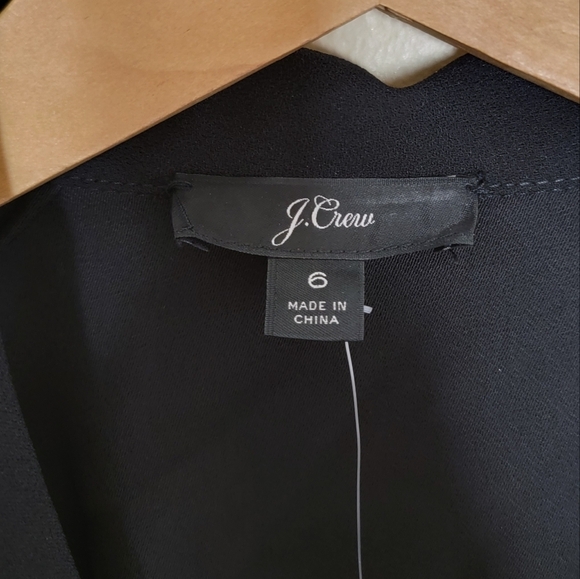 NWT J. Crew | Black Crepe Faux Wrap Long Sleeve Blouse Size 6 - Picture 6 of 9
